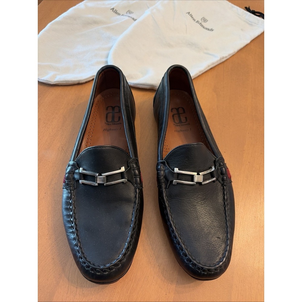Allen Edmonds Highway 1 Loafers Mens 9D Black Leather Bit Slip-On Driving Shoes